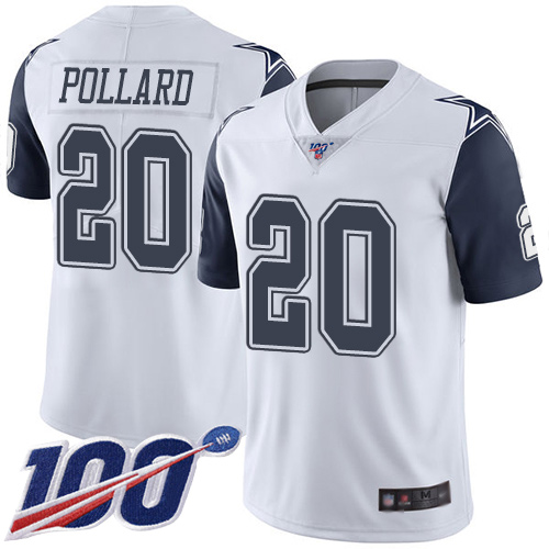 Men Dallas Cowboys Limited White Tony Pollard #20 100th Season Rush Vapor Untouchable NFL Jersey